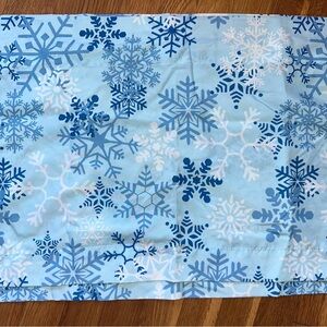 Christmas Set of 2 Snowflake Valances Blue White Winter Theme Rod Pocket
